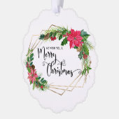 Vloeiend kerstscript, met gouden Lijst Ornament Kaart (Links)