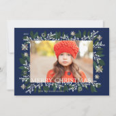 Vloeiend kerstwitte bessen Snowflakes Feestdagenkaart (Voorkant)