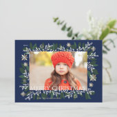 Vloeiend kerstwitte bessen Snowflakes Feestdagenkaart (Staand voorkant)