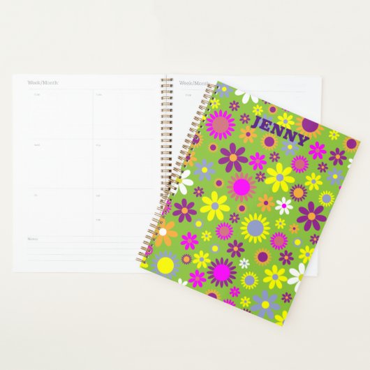 Vloeiend kleurrijk Floral Weekelijks Maandelijks P Planner (Display)