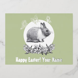 Vloeiend konijn folie feestdagen briefkaart