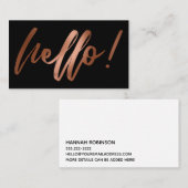 Vloeiend koper Ombre Hallo in handschrift op zwart Visitekaartje (Voorkant / Achterkant)