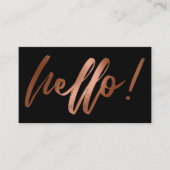 Vloeiend koper Ombre Hallo in handschrift op zwart Visitekaartje (Voorkant)