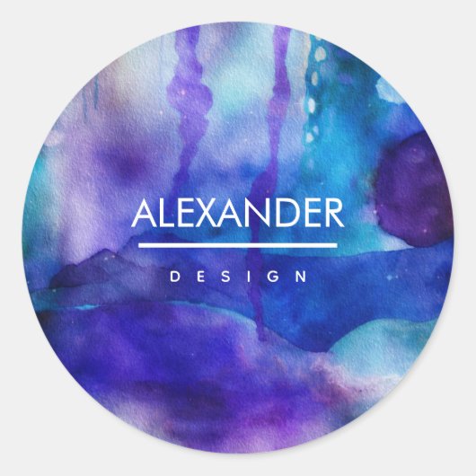 Vloeiend Licht | Abstracte Aquarel Ronde Sticker (Voorkant)