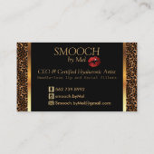 Vloeiend - Makeup-artiest met luipaard en rode lip Visitekaartje (Achterkant)