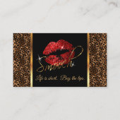 Vloeiend - Makeup-artiest met luipaard en rode lip Visitekaartje (Voorkant)