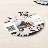 Vloeiend Manuscript de Floral Code van de Foto QR Ronde Kartonnen Onderzetter (Gebogen)