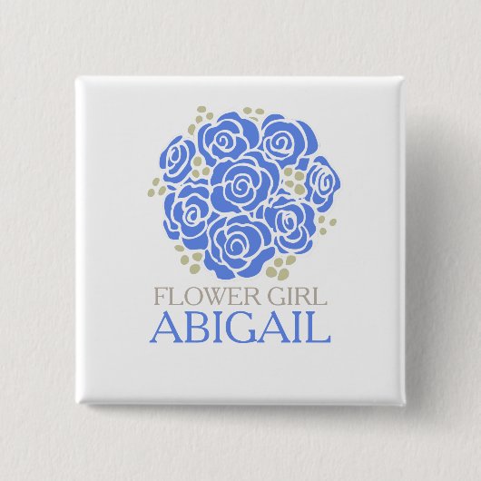 Vloeiend meisje blauw poesje met de naam trouwpin- vierkante button 5,1 cm (Voorkant)