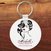 Vloeiend meisje met golvend haar Makeup-pictogram Sleutelhanger (Voorkant)