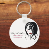 Vloeiend meisje met golvend haar Makeup-pictogram Sleutelhanger (Voorkant)