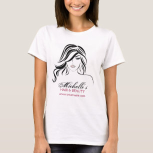 Vloeiend meisje met golvend haar Makeup-pictogram T-shirt