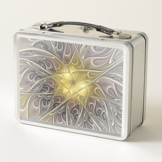 Vloeiend met goudmatige Abstracte fractale bloem (Achterkant)