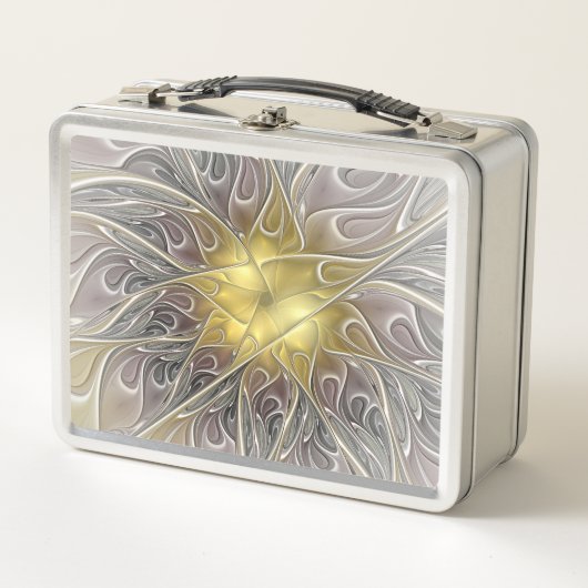 Vloeiend met goudmatige Abstracte fractale bloem (Voorkant)