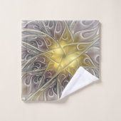 Vloeiend met goudmatige Abstracte fractale bloem Bad Handdoek (Wasdoekje)