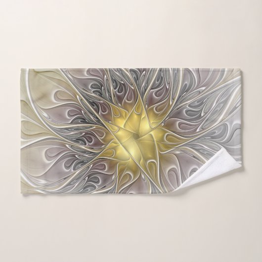 Vloeiend met goudmatige Abstracte fractale bloem Bad Handdoek (Handdoek)