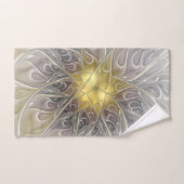 Vloeiend met goudmatige Abstracte fractale bloem Bad Handdoek (Handdoek)