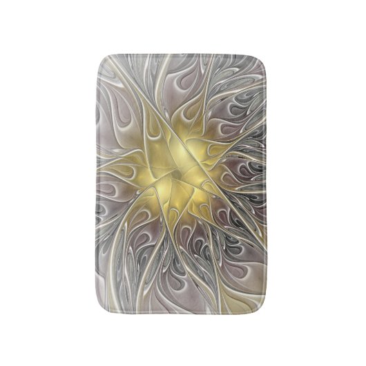 Vloeiend met goudmatige Abstracte fractale bloem Badmat (Voorkant Verticaal)