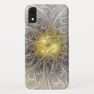 Vloeiend met goudmatige Abstracte fractale bloem Case-Mate iPhone Case