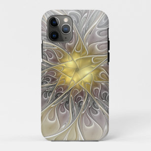 Vloeiend met goudmatige Abstracte fractale bloem Case-Mate iPhone Case