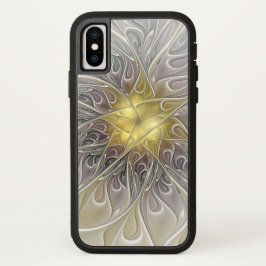 Vloeiend met goudmatige Abstracte fractale bloem iPhone 13 Hoesje