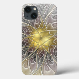 Vloeiend met goudmatige Abstracte fractale bloem Case-Mate iPhone Case