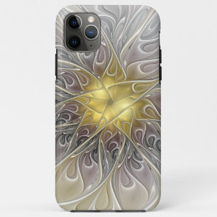 Vloeiend met goudmatige Abstracte fractale bloem Case-Mate iPhone Case