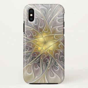 Vloeiend met goudmatige Abstracte fractale bloem Case-Mate iPhone Case