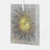 Vloeiend met goudmatige Abstracte fractale bloem Glas Ornament (Voorkant links)