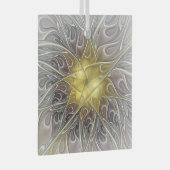 Vloeiend met goudmatige Abstracte fractale bloem Glas Ornament (Voorkant Rechts)