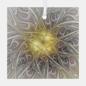 Vloeiend met goudmatige Abstracte fractale bloem Glas Ornament (Achterkant)