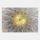 Vloeiend met goudmatige Abstracte fractale bloem Inpakpapier Vel (Voorkant 3)