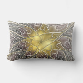 Vloeiend met goudmatige Abstracte fractale bloem Kussen