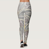 Vloeiend met goudmatige Abstracte fractale bloem Leggings (Achterkant)