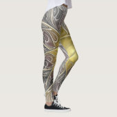 Vloeiend met goudmatige Abstracte fractale bloem Leggings (Rechts)