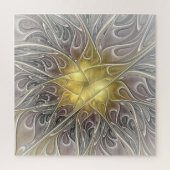 Vloeiend met goudmatige Abstracte fractale bloem Legpuzzel (Verticaal)