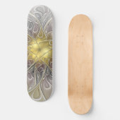 Vloeiend met goudmatige Abstracte fractale bloem Persoonlijk Skateboard (Voorkant)