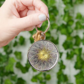 Vloeiend met goudmatige Abstracte fractale bloem Sleutelhanger (Hand)