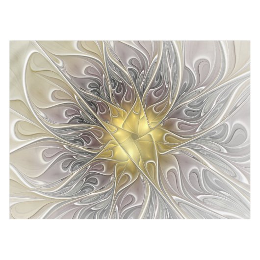 Vloeiend met goudmatige Abstracte fractale bloem Tafelkleed (Voorkant (Horizontaal))