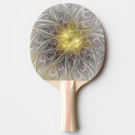 Vloeiend met goudmatige Abstracte fractale bloem Tafeltennisbatje