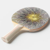 Vloeiend met goudmatige Abstracte fractale bloem Tafeltennisbatje (Voorkant Gekanteld)