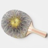 Vloeiend met goudmatige Abstracte fractale bloem Tafeltennisbatje (Zijkant)