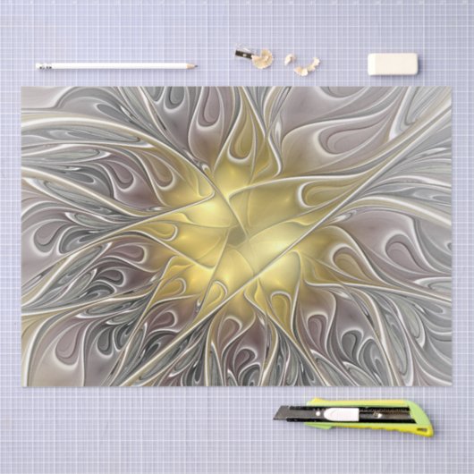 Vloeiend met goudmatige Abstracte fractale bloem Tissuepapier (Craft)