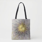 Vloeiend met goudmatige Abstracte fractale bloem Tote Bag (Voorkant)