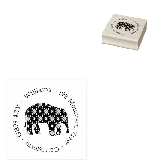 Vloeiend olifant Adres Rubberstempel (Gestempeld)