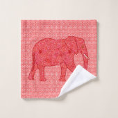 Vloeiend olifant, diep rood en koraal bad handdoek (Wasdoekje)