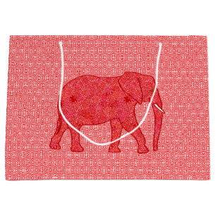 Vloeiend olifant, diep rood en koraal groot cadeauzakje