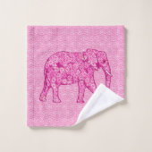Vloeiend olifant, Fuchsia en Pastel Roze Bad Handdoek (Wasdoekje)