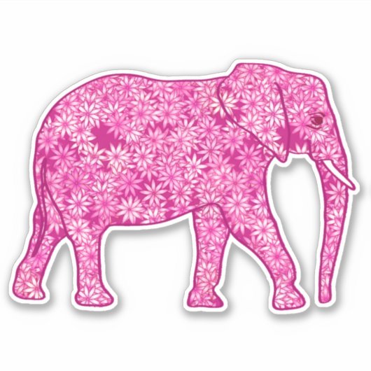 Vloeiend olifant, Fuchsia en Pastel Roze Sticker (Voorkant)