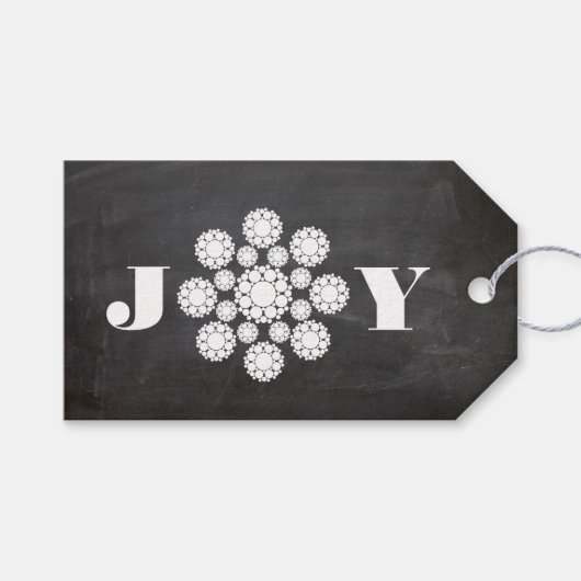 Vloeiend Ornament Joy kerstfeestdag Label Cadeaulabel (Voorkant (Horizontaal))