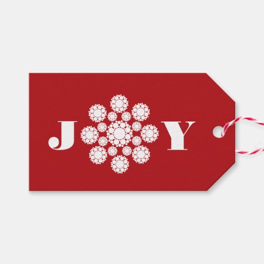 Vloeiend Ornament Joy kerstfeestdag Label Cadeaulabel (Voorkant (Horizontaal))